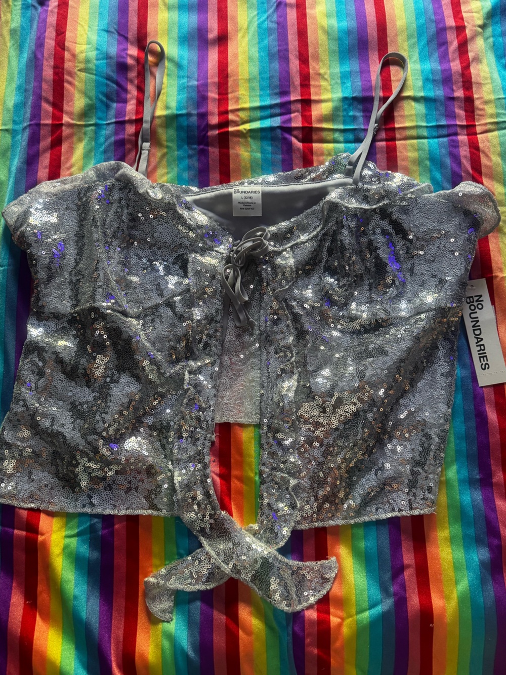 No Boundaries Silver Sequin crop top